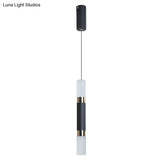 Black Tube Pendant Lamp: Modern Acrylic Led Ceiling Light Fixture For Bedroom