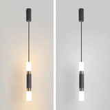 Black Tube Pendant Lamp: Modern Acrylic Led Ceiling Light Fixture For Bedroom / Warm A