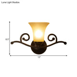 Black Wall Mounted Opal Glass Vanity Lighting: Classic Style For Bedroom - 1/2 Lights