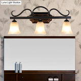 Black Wall Mounted Vanity Lamp With Frosted Glass - Classic Bell Design 2/3 Lights Ideal For