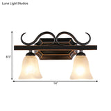 Black Wall Mounted Vanity Lamp With Frosted Glass - Classic Bell Design 2/3 Lights Ideal For