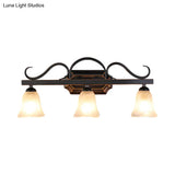 Black Wall Mounted Vanity Lamp With Frosted Glass - Classic Bell Design 2/3 Lights Ideal For