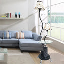 Black/White Iron Branch Standing Lamp With Floral Shade - Countryside Style Floor Light (2 Bulbs)