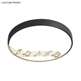 Black/White Macaron Disc Led Ceiling Flushmount Light With Rhythm Pattern - Sleek & Stylish