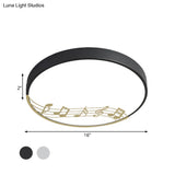 Black/White Macaron Disc Led Ceiling Flushmount Light With Rhythm Pattern - Sleek & Stylish