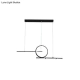 Black/White Metal Suspension Light: Modern Bar And Circle Design Led Island Lighting For Dining Room
