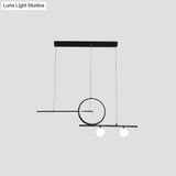 Black/White Metal Suspension Light: Modern Bar And Circle Design Led Island Lighting For Dining Room