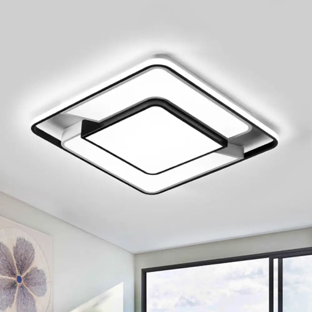 Black - White Modern Spliced Led Ceiling Lamp For Bedroom - 18’/21.5’ Wide / 18’