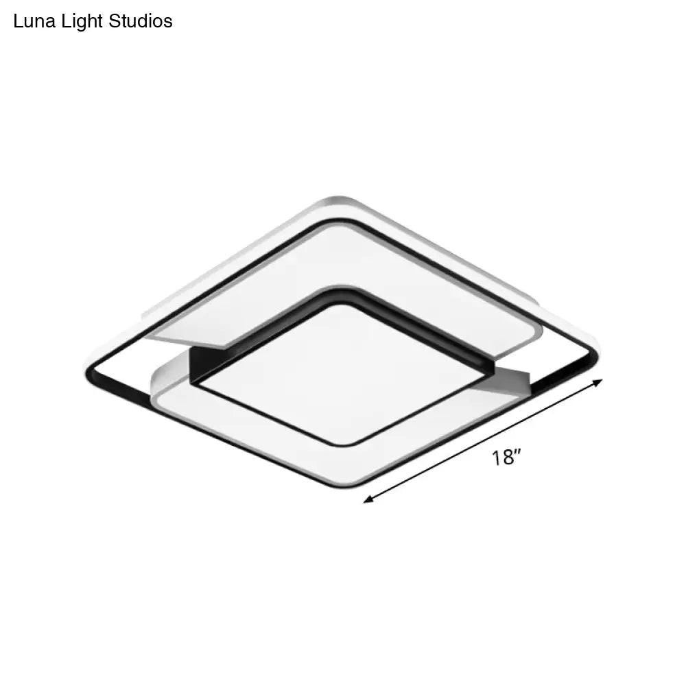 Black - White Modern Spliced Led Ceiling Lamp For Bedroom - 18’/21.5’ Wide