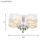 Bloom Glass Flush Mount Lamp With Crystal Draping - Contemporary Design 3/5 Heads White Light