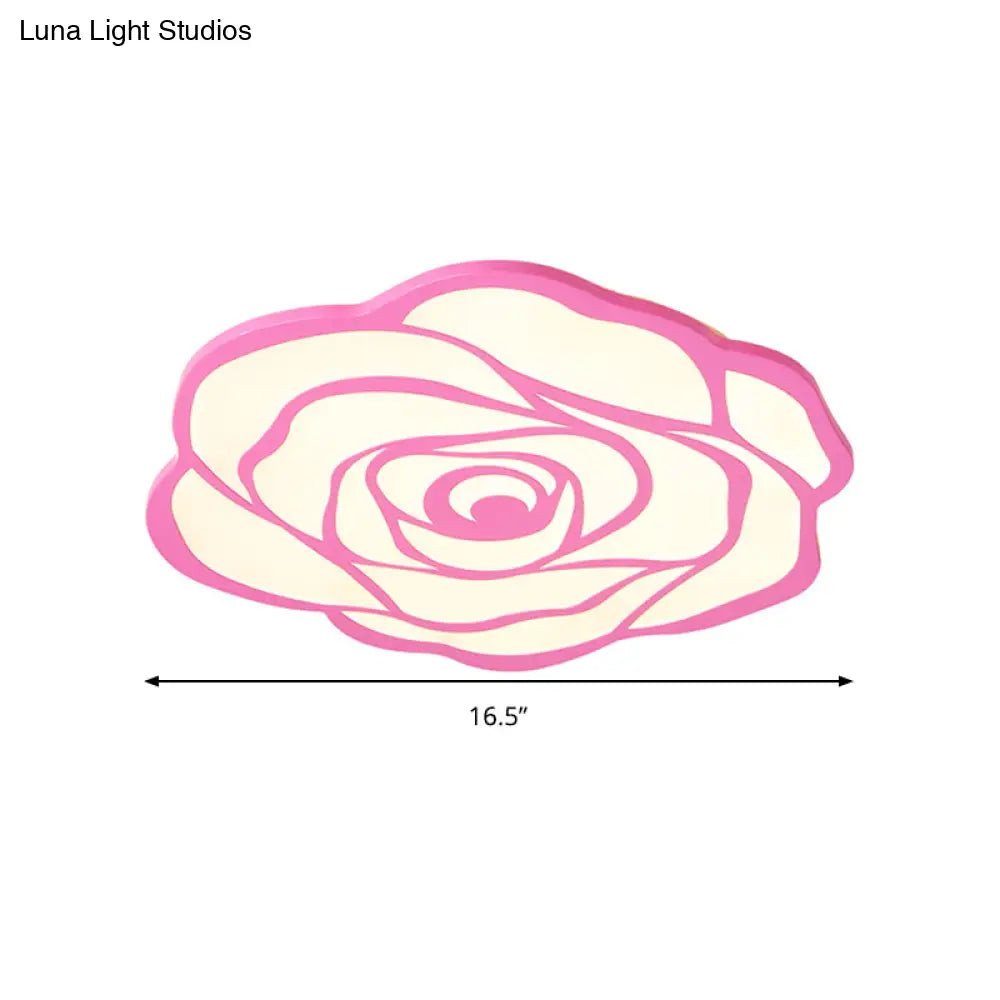 Blossom Shaped Led Ceiling Light - Pink Acrylic Lamp For Girls Bedroom
