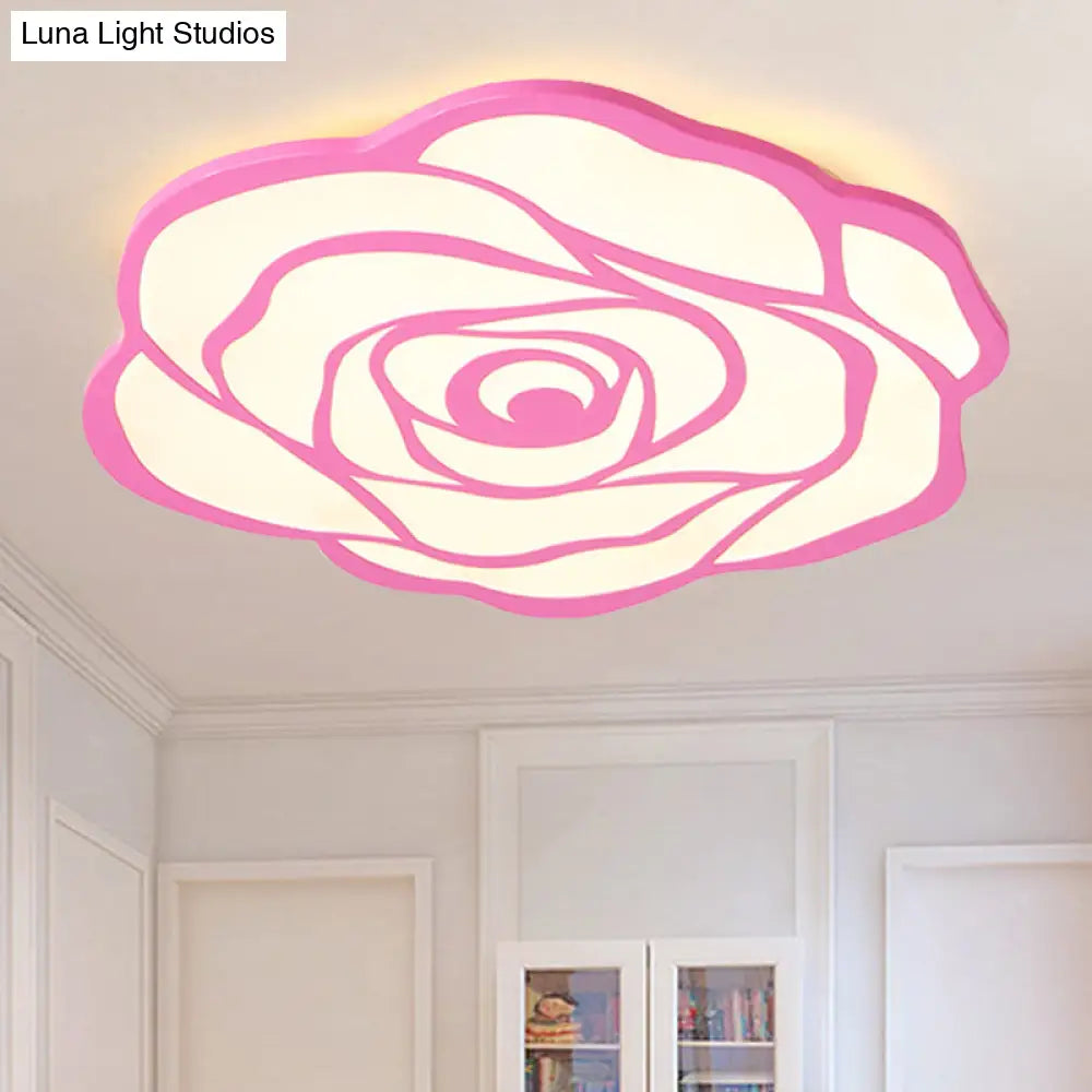 Blossom Shaped Led Ceiling Light - Pink Acrylic Lamp For Girls Bedroom / 16.5 Warm