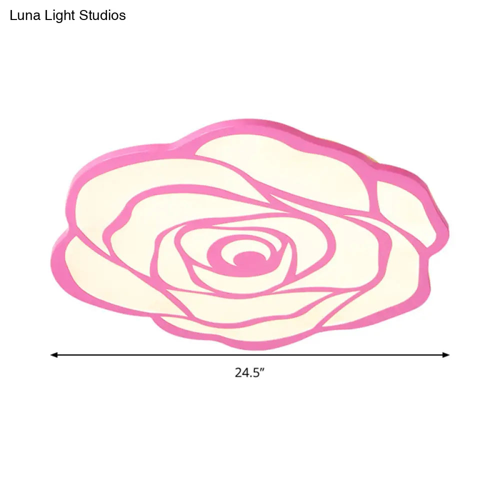 Blossom Shaped Led Ceiling Light - Pink Acrylic Lamp For Girls Bedroom
