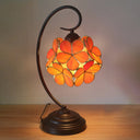 Blossom Tiffany Style Table Lamp - Single Head Beige/Pink/Yellow Glass Nightstand Light For Bedroom