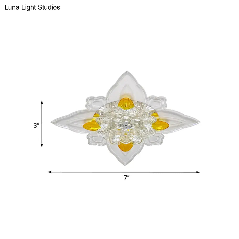 Blossoms Hall Flushmount Clear Crystal Glass Led Ceiling Lamp