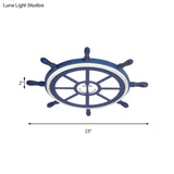 Blue Acrylic Flush Mount Nautical Style Ceiling Lamp - Slim Rudder Design For Kids’ Bedrooms
