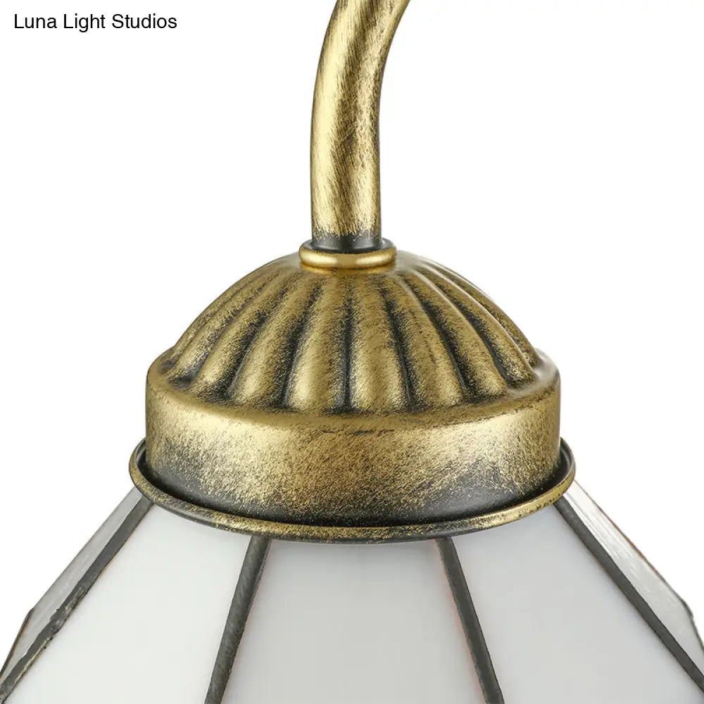 Blue Art Glass Dome Wall Sconce With Vintage Grid Design - Perfect For Bathroom
