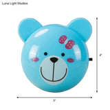 Blue Bear Cartoon Led Night Light With Plastic Shade For Small Plug-In Walls
