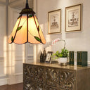 Blue/Beige Stained Glass Conical Tiffany Hanging Lamp - Mini Pendant For Living Room Beige