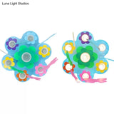 Blue Blossom Ceiling Mount Light With Hanging Butterfly: 7 - Head Wood Lamp For Child Bedroom