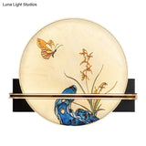 Blue Butterfly Led Stained Glass Wall Lamp For Tearooms