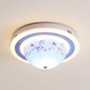 Blue Cartoon Animal Flush Mount Ceiling Light For Nursing Room - Acrylic Fixture