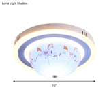 Blue Cartoon Animal Flush Mount Ceiling Light For Nursing Room - Acrylic Fixture