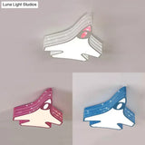 Blue Cartoon Flush Ceiling Lamp For Child’s Bedroom Or Plane-Themed Bathroom