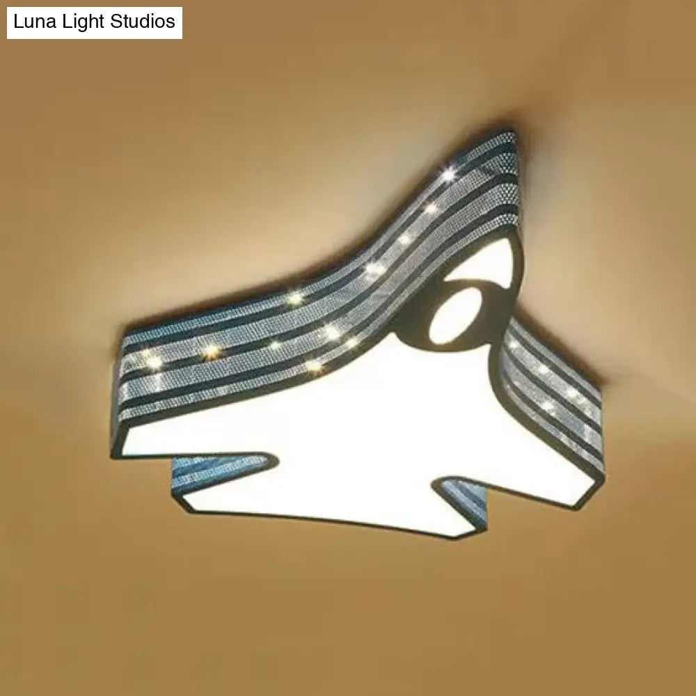 Blue Cartoon Flush Ceiling Lamp For Child’s Bedroom Or Plane-Themed Bathroom