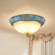 Blue Countryside Flush Mount Lamp For Bedroom - 15’/19’ Wide / 15’