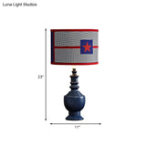 Blue Cylinder Nightstand Lamp - Modern Star Shape Reading Light