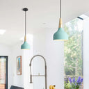 Blue Domed Drop Pendant Light - Modern Metal Suspension For Dining Room