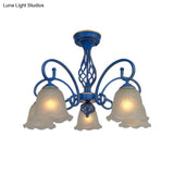 Blue Flared Chandelier Light With Traditional Frosted Glass - 5/6/8 Bulbs Ceiling Fixture