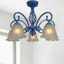 Blue Flared Chandelier Light With Traditional Frosted Glass - 5/6/8 Bulbs Ceiling Fixture 5 /
