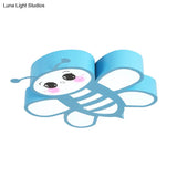 Blue Flush Mount Bee Metal Led Ceiling Light - Fun Addition For Game Rooms & Kindergartens