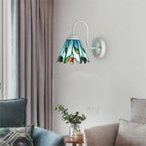 Blue Glass Lily Tiffany Wall Light Fixture: White Sconce Lighting For Living Room