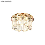 Blue/Gold/Tan Crystal Led Flush Mount Light With Round Design - Warm/White Lighting