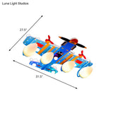 Blue Jet 4 - Head Ceiling Light For Boy’s Bedroom - Kids Style Acrylic Semi Flush Mount
