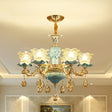 Blue Layered Flower Chandelier - Traditional Bedroom Suspension Light With Clear Crystal Glass 6 /