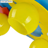 Blue Led Cartoon Ceiling Lamp For Child’s Bedroom - Wood Night View Flush Mount Light