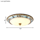 Blue Led Flushmount Lighting Traditional Resin Flower Ceiling Light For Corridor -