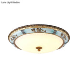 Blue Led Flushmount Lighting Traditional Resin Flower Ceiling Light For Corridor -