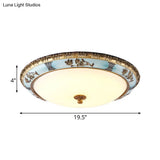 Blue Led Flushmount Lighting Traditional Resin Flower Ceiling Light For Corridor -