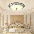 Blue Led Flushmount Lighting Traditional Resin Flower Ceiling Light For Corridor -