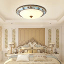 Blue Led Flushmount Lighting Traditional Resin Flower Ceiling Light For Corridor -