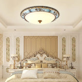 Blue Led Flushmount Lighting Traditional Resin Flower Ceiling Light For Corridor -
