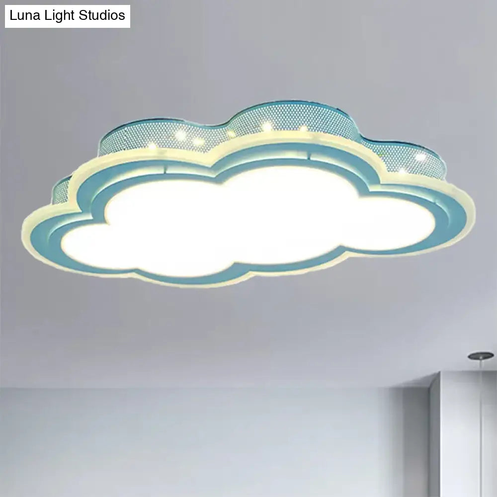 Blue Led Hollow Cloud Ceiling Lamp For Contemporary Kid’s Bedroom