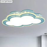 Blue Led Hollow Cloud Ceiling Lamp For Contemporary Kid’s Bedroom