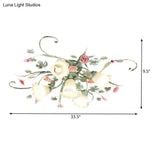 Blue Metal Floral Ceiling Fixture: Pastoral Semi Flush Mount Light With 4/5/9 Lights For Living Room