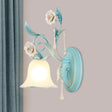 Blue Milk Glass Wall Mount Bell Shade Sconce Lamp - Romantic & Pastoral Lighting 1 /